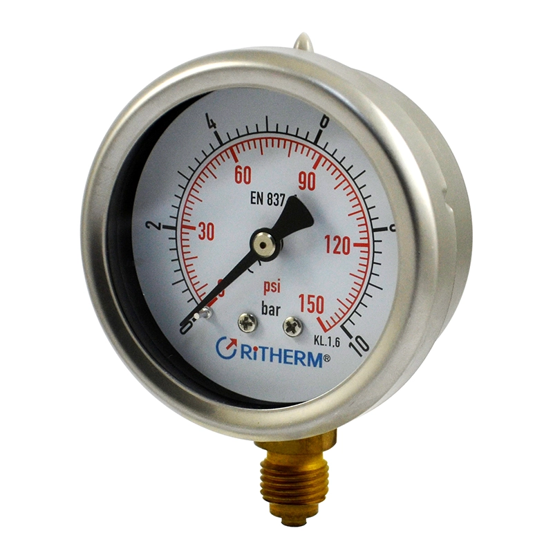 အရည်ဖြည့်ထားသော Bayonet Ring Pressure Gauge